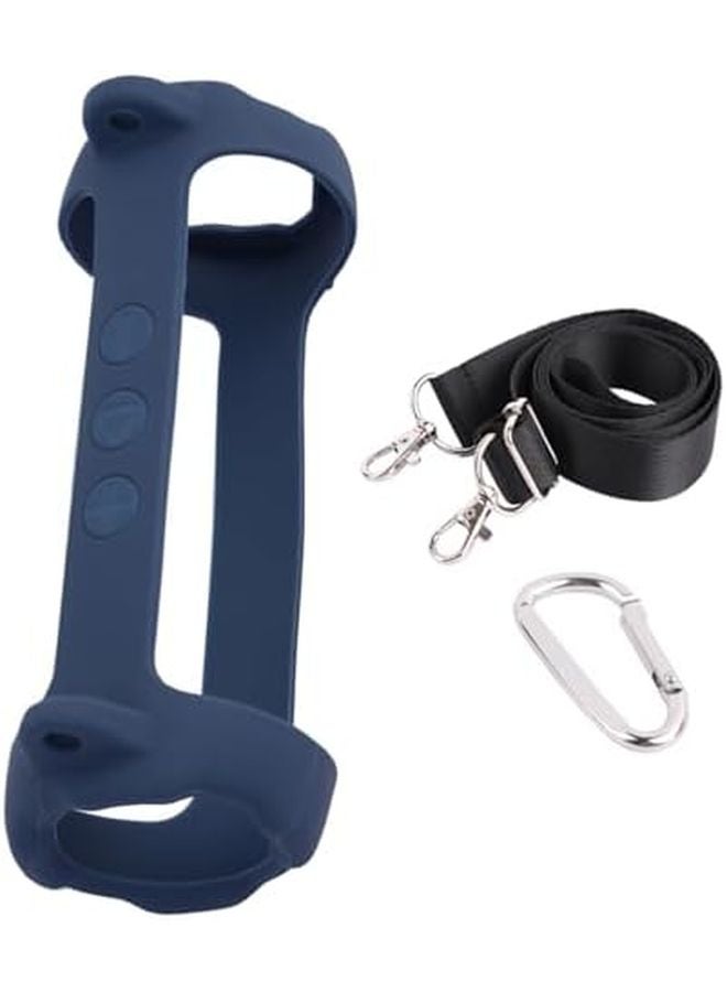 حافظة سيليكون زرقاء داكنة مضادة للانزلاق مع حزام قابل للتعديل لمكبرات الصوت الخارجية - Image 4