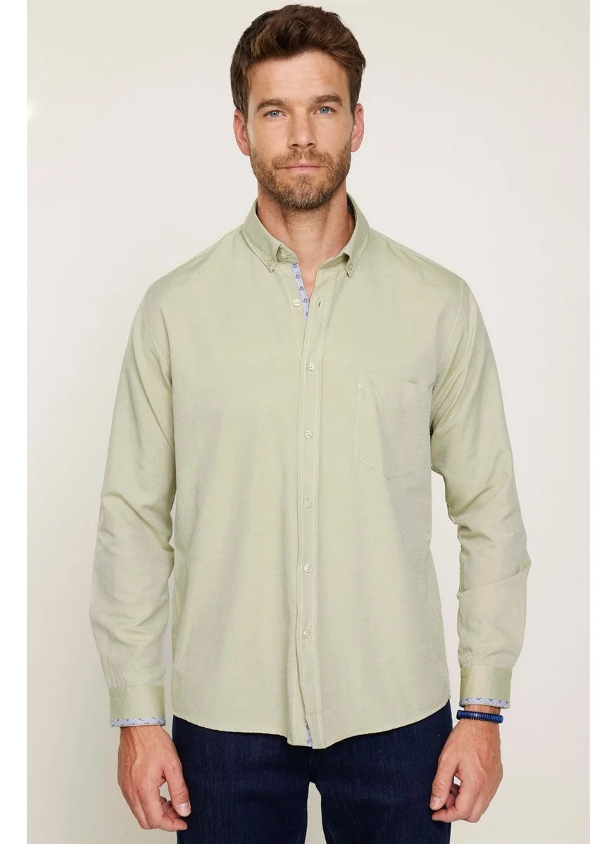 Tudors Classic Fit Cotton Easy Iron Oxford Plain Men's Green Shirt