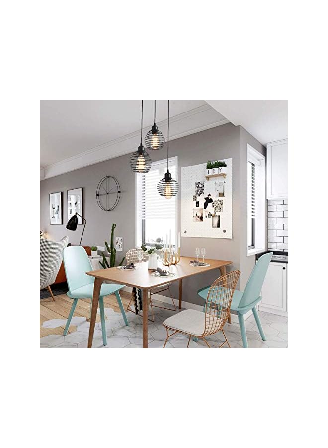 erorex Ganeed Vintage Pendant Light, Black Hanging Chandeliers 3-Lights Pendant Lighting Fixtures with Metal Cage, Industrial Pendant Lamp for Farmhouse Kitchen Island Dining Room Bedroom Foyer Staircase - Image 4