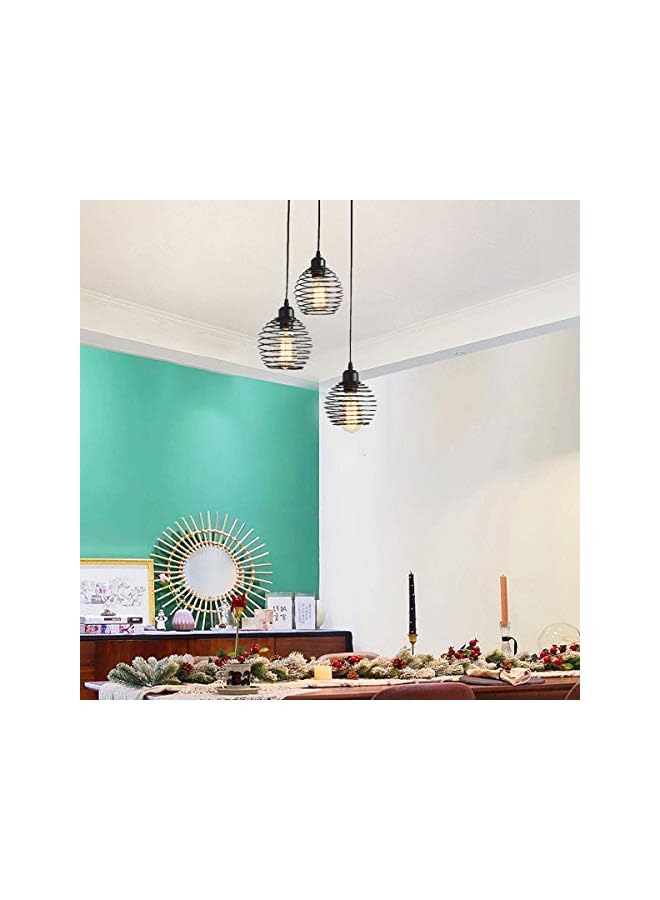 erorex Ganeed Vintage Pendant Light, Black Hanging Chandeliers 3-Lights Pendant Lighting Fixtures with Metal Cage, Industrial Pendant Lamp for Farmhouse Kitchen Island Dining Room Bedroom Foyer Staircase - Image 2