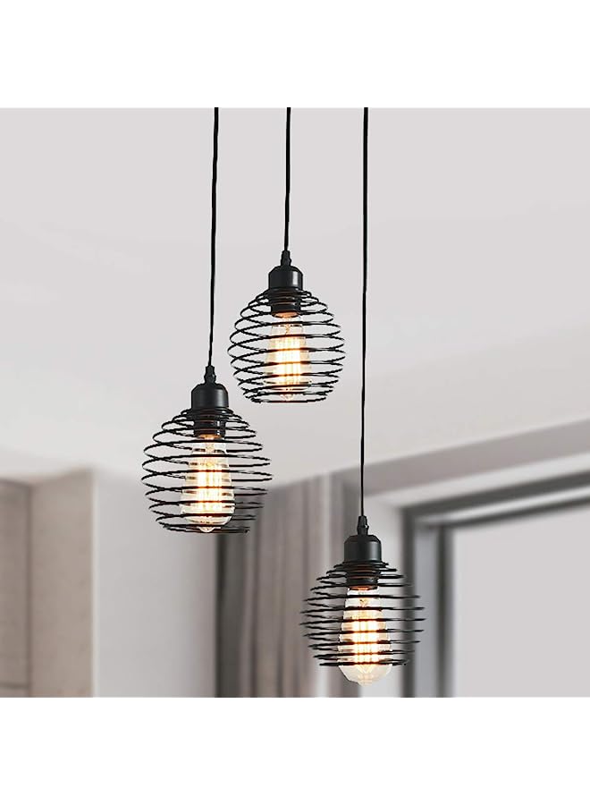 erorex Ganeed Vintage Pendant Light, Black Hanging Chandeliers 3-Lights Pendant Lighting Fixtures with Metal Cage, Industrial Pendant Lamp for Farmhouse Kitchen Island Dining Room Bedroom Foyer Staircase - Image 1
