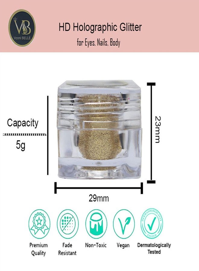 Veoni Belle Loose, Highly Pigmented Holographic Glitter HD Eye Pigment - Long Lasting, Easy to Blend. Metallic Glitter Set of 6 - Light Shade - Image 3