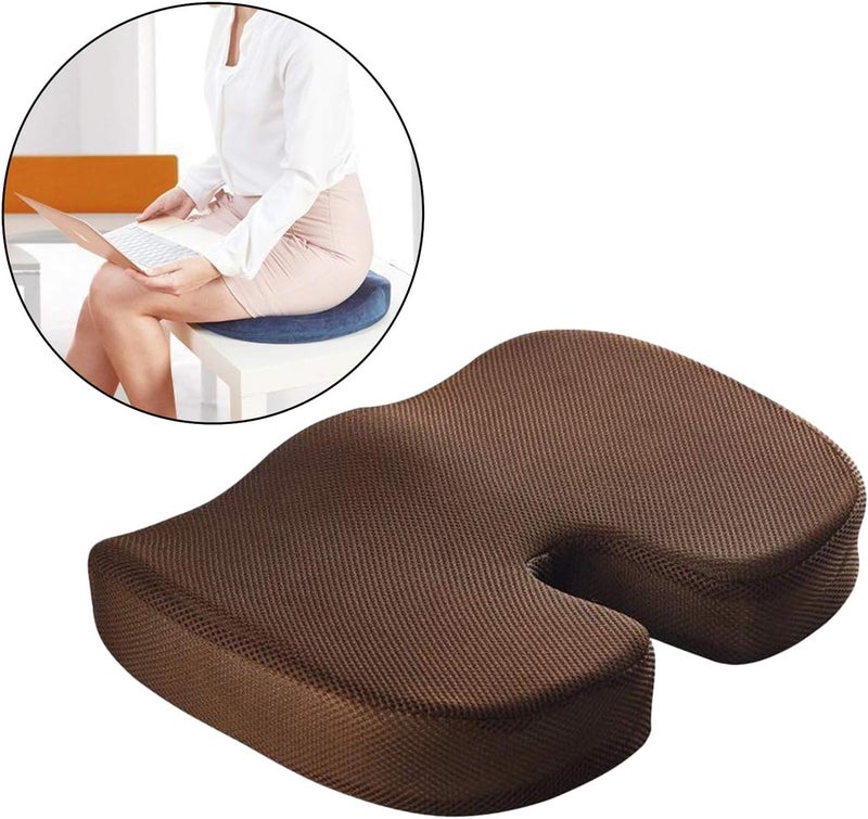klarako Comfort Memory Foam Seat Cushion for Office Chair  Tailbone Cushion  Coccyx Cushion  Sciatica Pillow for Sitting, Home & Office Accessories  Coffee - Image 5
