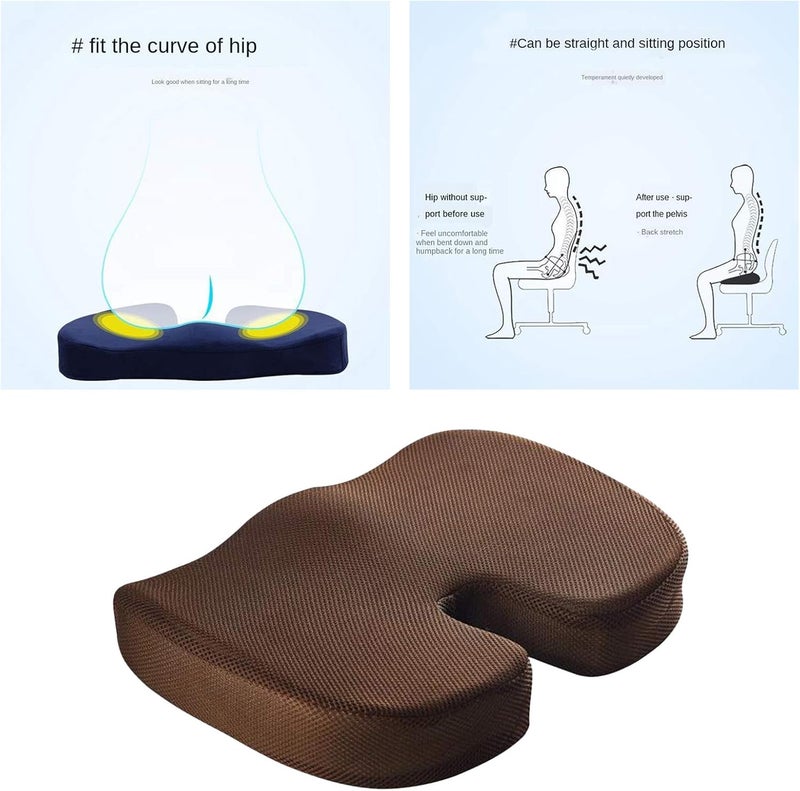 klarako Comfort Memory Foam Seat Cushion for Office Chair  Tailbone Cushion  Coccyx Cushion  Sciatica Pillow for Sitting, Home & Office Accessories  Coffee - Image 4