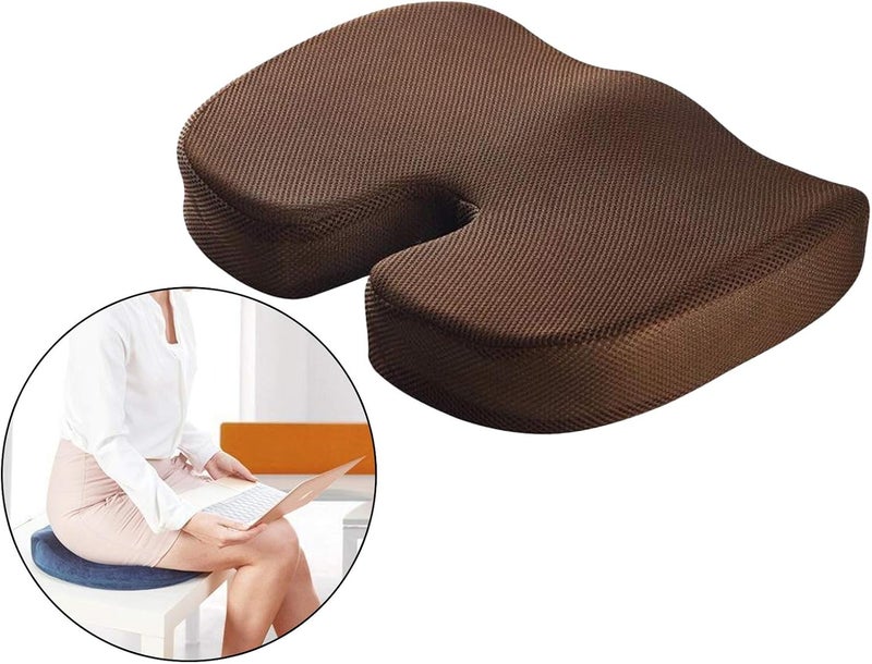klarako Comfort Memory Foam Seat Cushion for Office Chair  Tailbone Cushion  Coccyx Cushion  Sciatica Pillow for Sitting, Home & Office Accessories  Coffee - Image 2