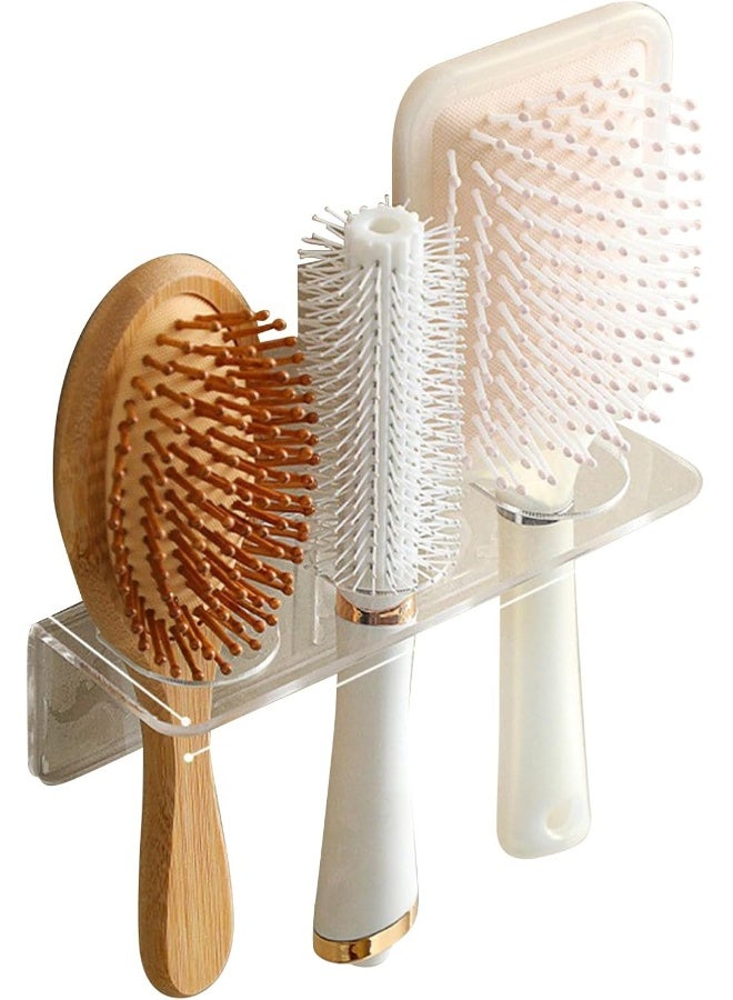 TPGP 2Pcs Acrylic Hair Brush Holder, Bathroom Comb Holder Storage Supplies Hair Tool Organizer with 3 Holes, Bathroom Wall Mounted Hot Tools Holder, Hair Brush Organizer for Everyday Hair Lovers and Barbers  - Image 1