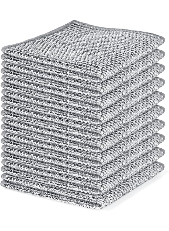 promass 10Pcs Wire Dishwashing Rags for Wet and Dry Non-Scratch Steel Wool Scrubber,Cleaning Pads Multi-use Kitchen Wipes, Easy Rinsing, Reusable,Wire Cleaning Cloth for Kitchen, Sinks, Pots, Pans - Image 1