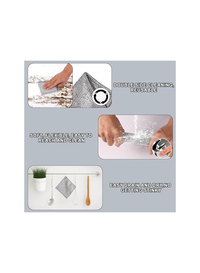 promass 10Pcs Wire Dishwashing Rags for Wet and Dry Non-Scratch Steel Wool Scrubber,Cleaning Pads Multi-use Kitchen Wipes, Easy Rinsing, Reusable,Wire Cleaning Cloth for Kitchen, Sinks, Pots, Pans - Image 5