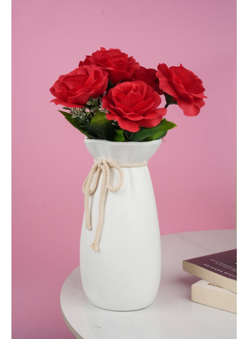 Noon East Rose 3pc Flower Bunch with 21 buds – Red | 45cm Artificial Flower Bunch | Ideal for Wedding, Living Room Decor, Hotel, Party Decoration, and DIY Décor - Image 1