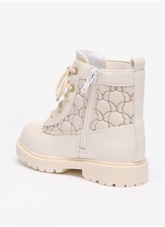 Flora Bella By Shoexpress Girls Butterfly Quilted High Cut Boots with Lace-Up Closure  - Image 2