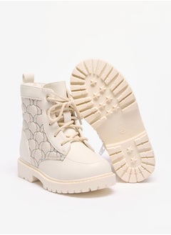 Flora Bella By Shoexpress Girls Butterfly Quilted High Cut Boots with Lace-Up Closure  - Image 4