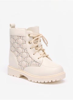 Flora Bella By Shoexpress Girls Butterfly Quilted High Cut Boots with Lace-Up Closure  - Image 3