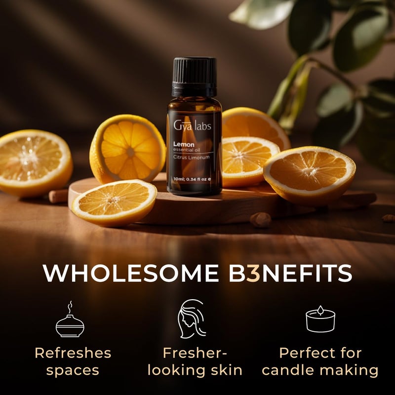 Gya Labs Lemon Essential Oil for Skin - 0.34 Fl Oz - 100% Pure Natural Lemon Oil for Diffuser, Cleaning, Refreshing Scent for Aromatherapy, DIY & Candle Making - Image 5