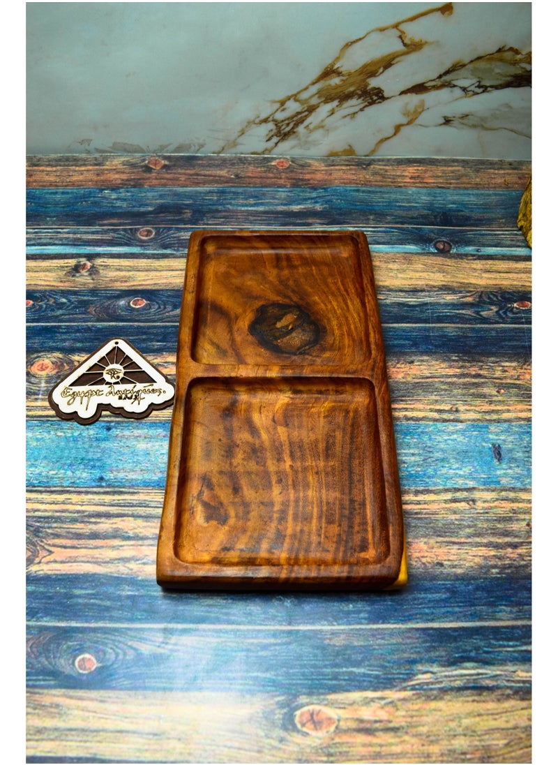A rectangular plate for snacks or snacks, handmade from healthy wood, 100% natural colors from the heart of the tree