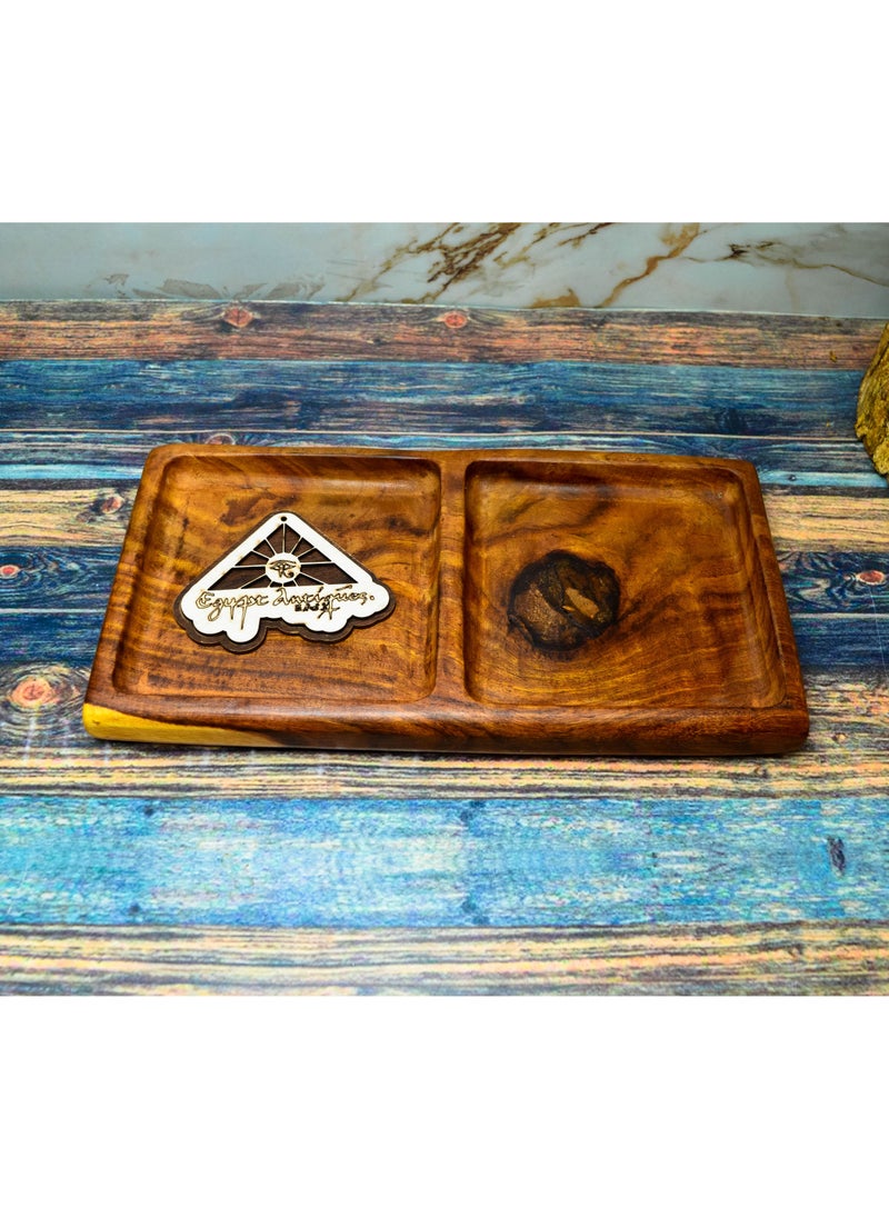 A rectangular plate for snacks or snacks, handmade from healthy wood, 100% natural colors from the heart of the tree