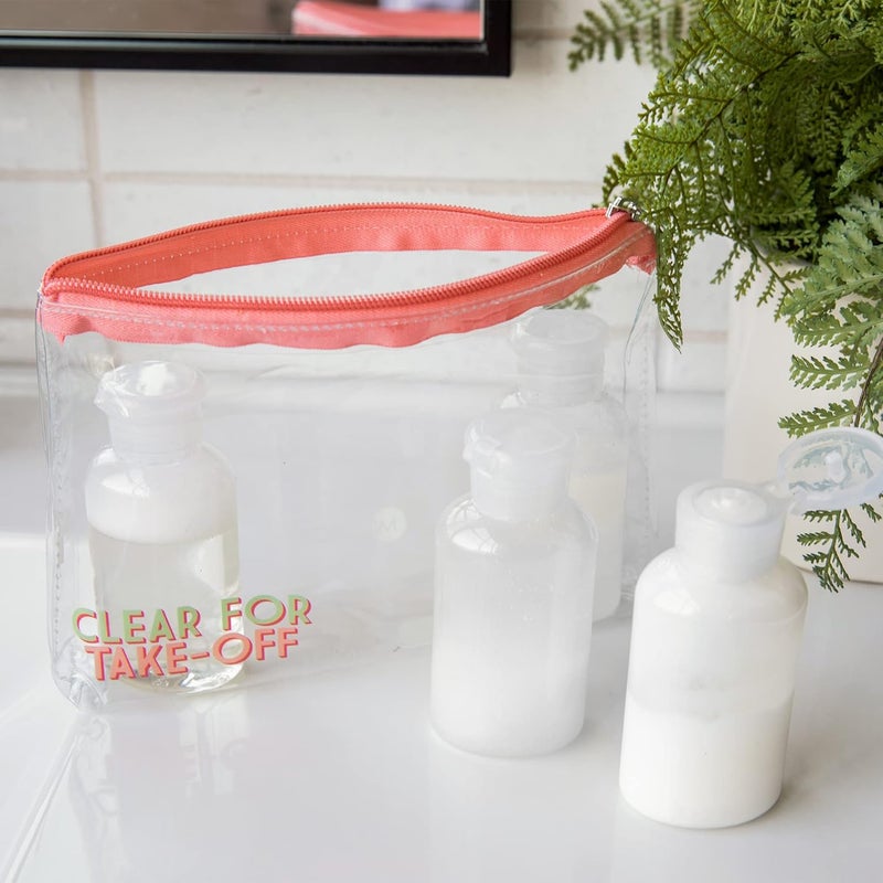 Miamica Miamica TSA Compliant Carry On Case 4 Flip Top Bottles  Coral Clear for Take Off - Image 2