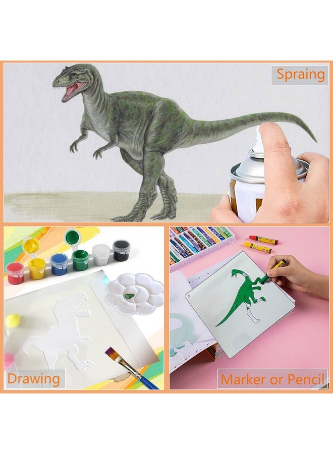 Grekywin 36 Pieces Dinosaur Stencils For Kids Plastic Painting Templates For Painting Spraying Sponge Roller Painting Crayon Drawing Chalk Drawing Airbrush Painting (6 X 6 Inch) - Image 2