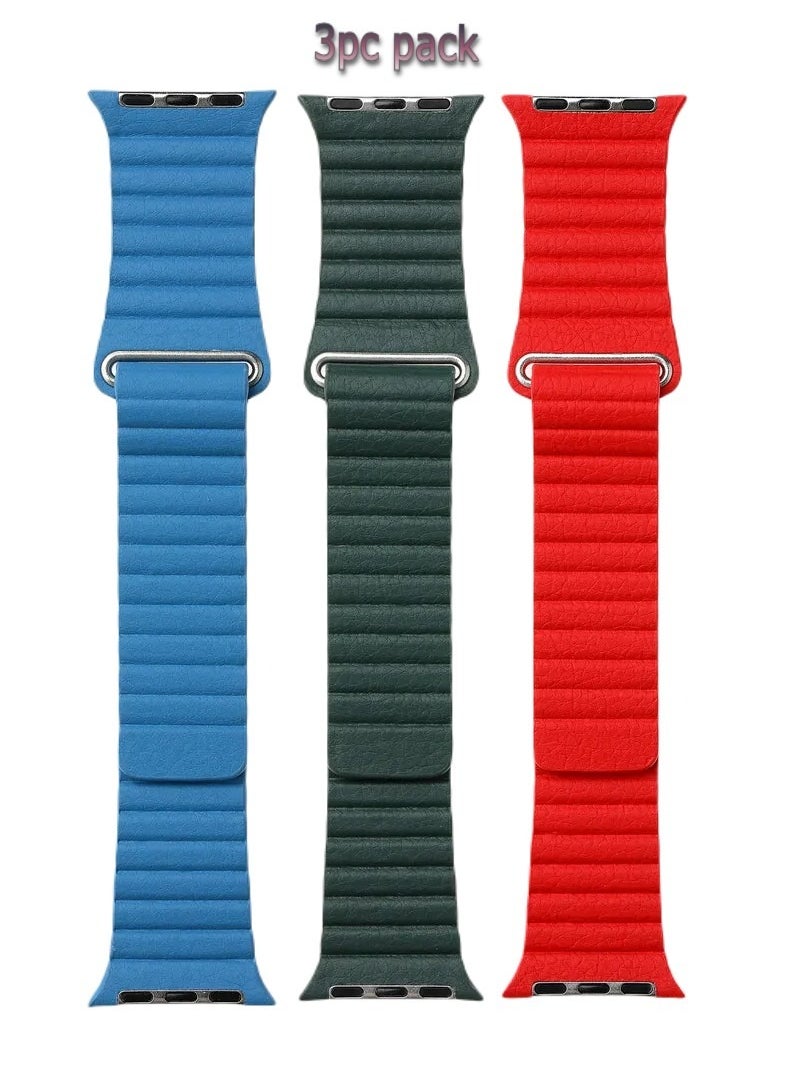 TWEGGON 3pc Replacement Leather Loop Apple Watch Band for 46mm/45mm/44mm/49mm  - Image 1