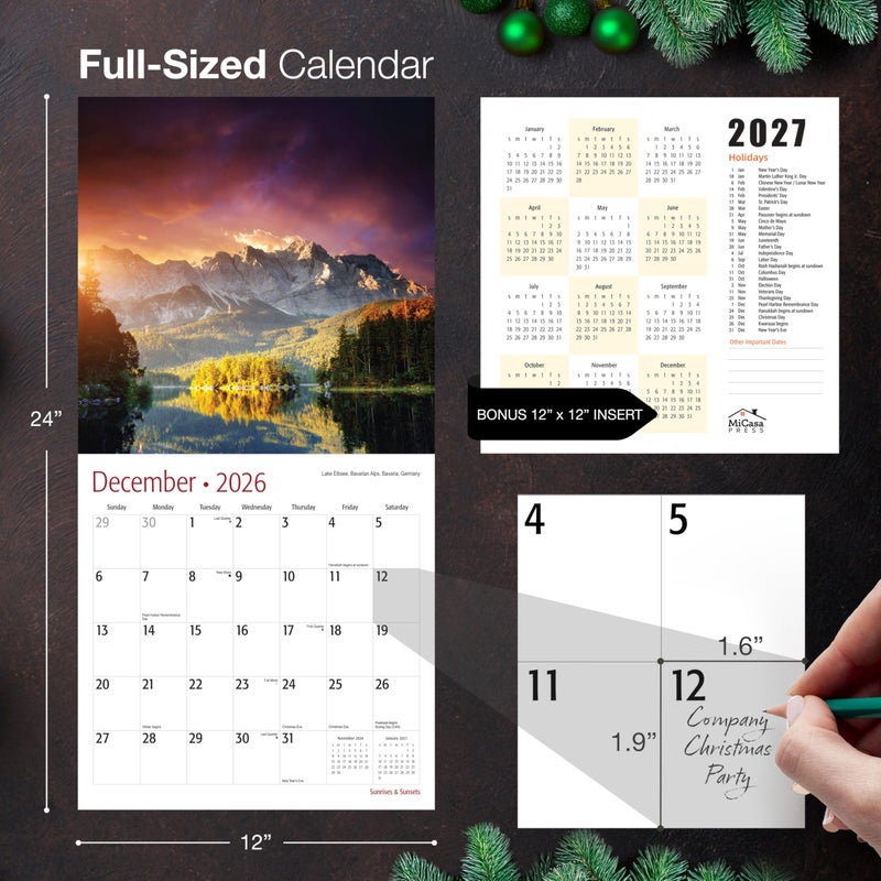 MICASA PRESS Sunrises & Sunsets 2026 Wall Calendar 12 Month | 12" x 24" Open | Thick & Sturdy Paper | Holiday Gift | Scenic Nature Calendar 2026 - Image 5