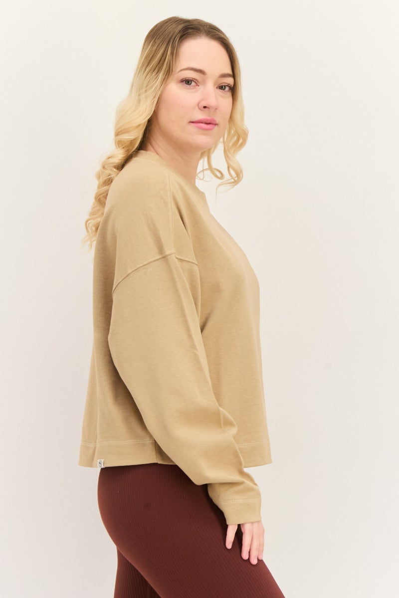 PUMA Women Sportswear Fit Long Sleeves Outdoor Sweatshirt, Beige - Image 2