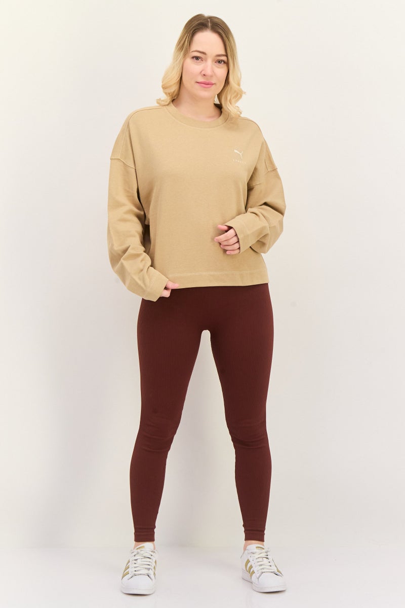 PUMA Women Sportswear Fit Long Sleeves Outdoor Sweatshirt, Beige - Image 3