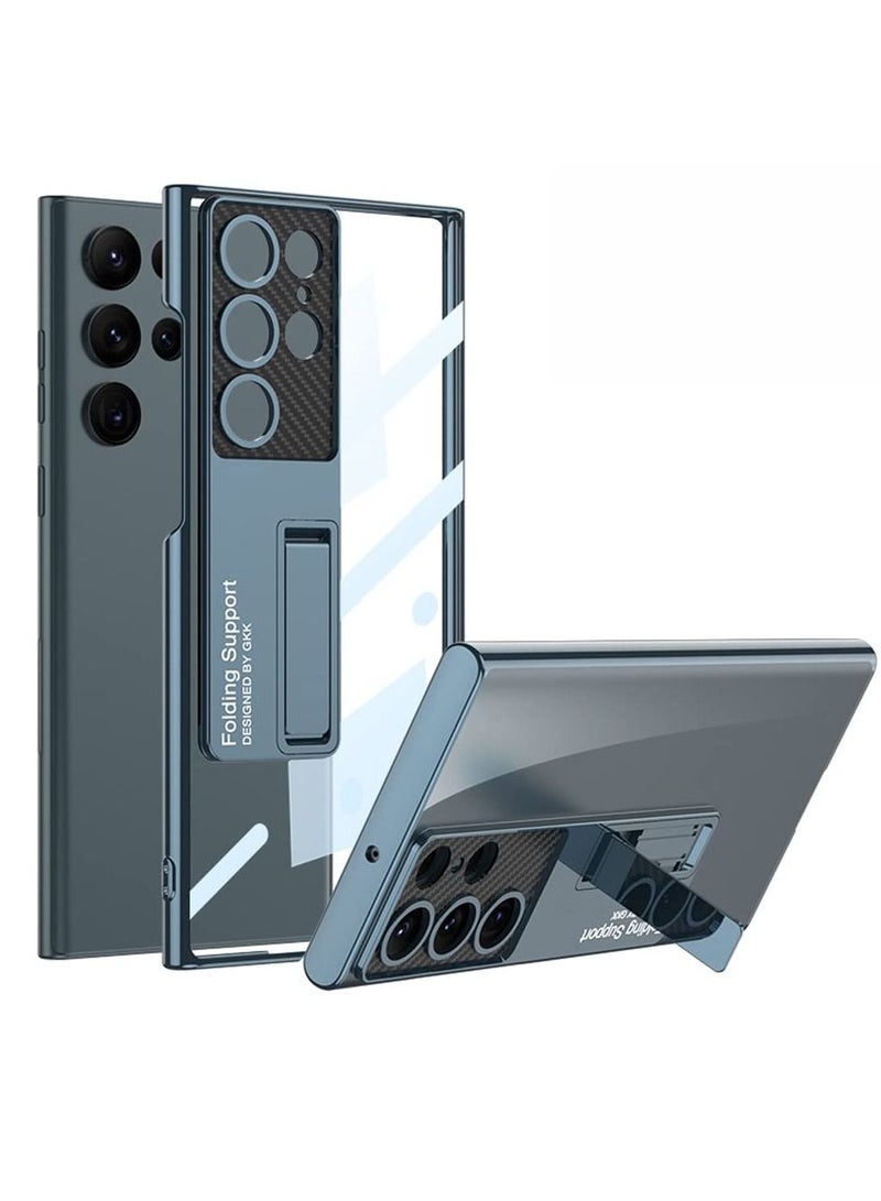 KASTWAVE جراب Samsung Galaxy S23 Ultra الفاخر المطلي بالكريستال الشفاف المقاوم للخدش مع مسند مدمج لهاتف Samsung Galaxy S23 Ultra، أخضر شفاف - Image 1