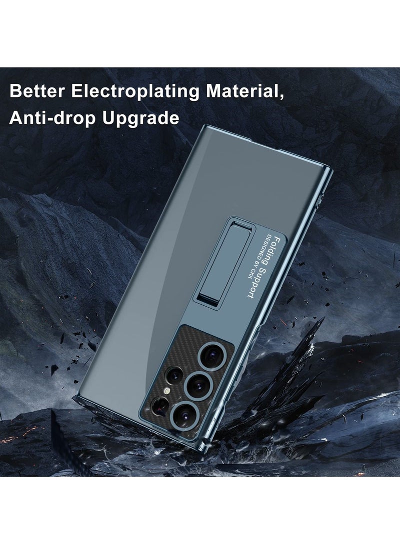 KASTWAVE جراب Samsung Galaxy S23 Ultra الفاخر المطلي بالكريستال الشفاف المقاوم للخدش مع مسند مدمج لهاتف Samsung Galaxy S23 Ultra، أخضر شفاف - Image 3