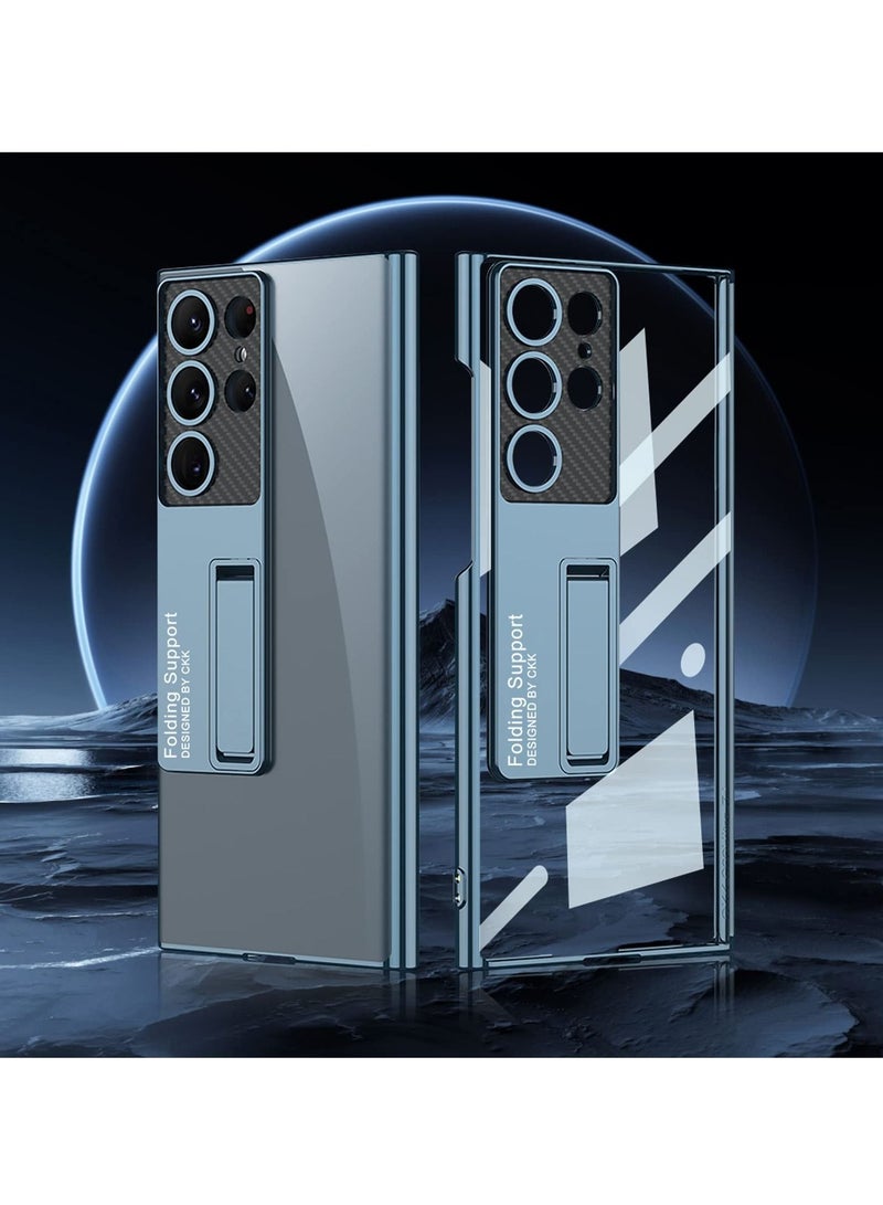 KASTWAVE جراب Samsung Galaxy S23 Ultra الفاخر المطلي بالكريستال الشفاف المقاوم للخدش مع مسند مدمج لهاتف Samsung Galaxy S23 Ultra، أخضر شفاف - Image 2