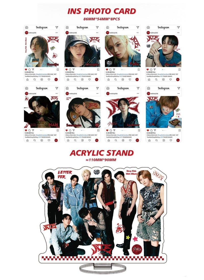 EHOME StrayKids New Album ATE Gift Box Set With Lomo Cards, Acrylic Stand, Hand Account Tape, Lanyard, Stickers, Photo Card  - Image 3