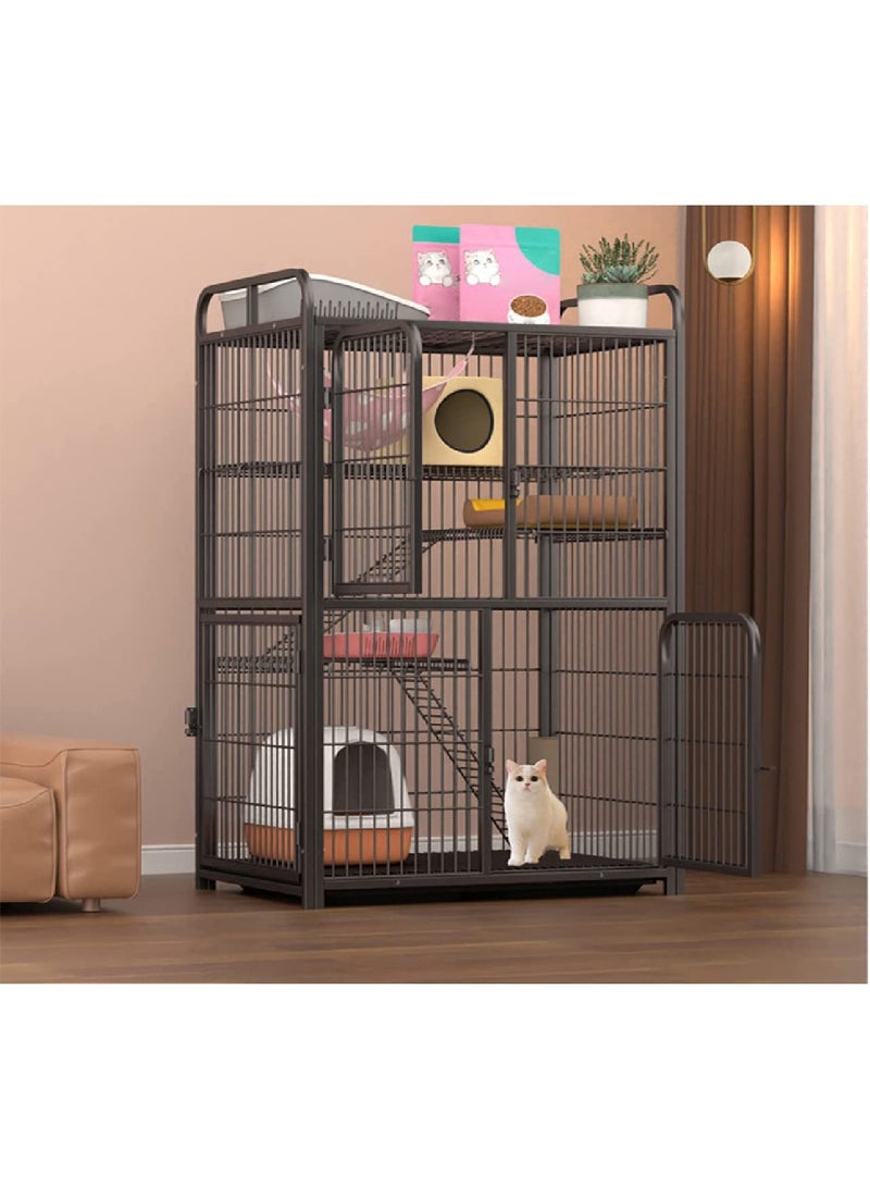 ليموس قفص لعب للحيوانات الأليفة للكلاب والقطط قفص داخلي كبير مع عجلات أرجوحة وصينية قابلة للإزالة - Image 3