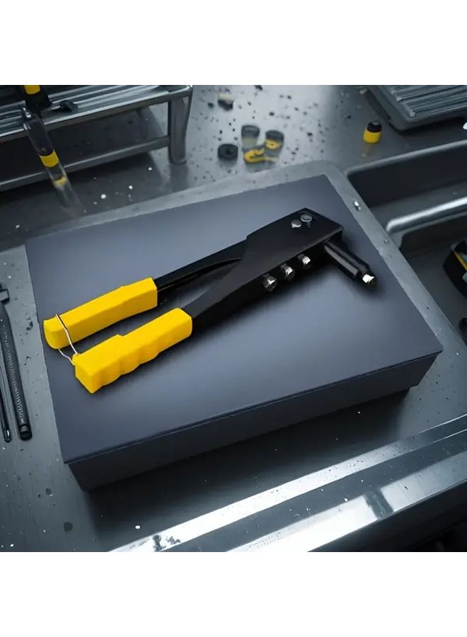 Yellow Rivet Gun Manual Tool with Ergonomic Handle for Metal Leather Plastic Repairs - Image 1