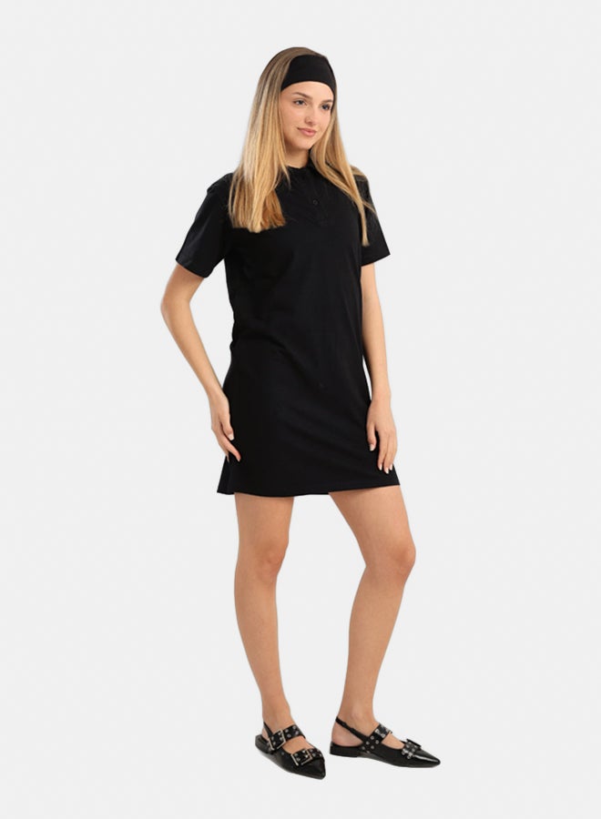 Carina Cotton Collared Short Dress - Image 2