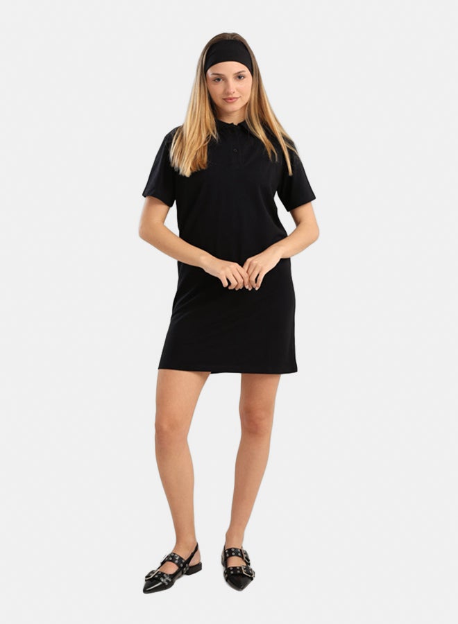 Carina Cotton Collared Short Dress - Image 1