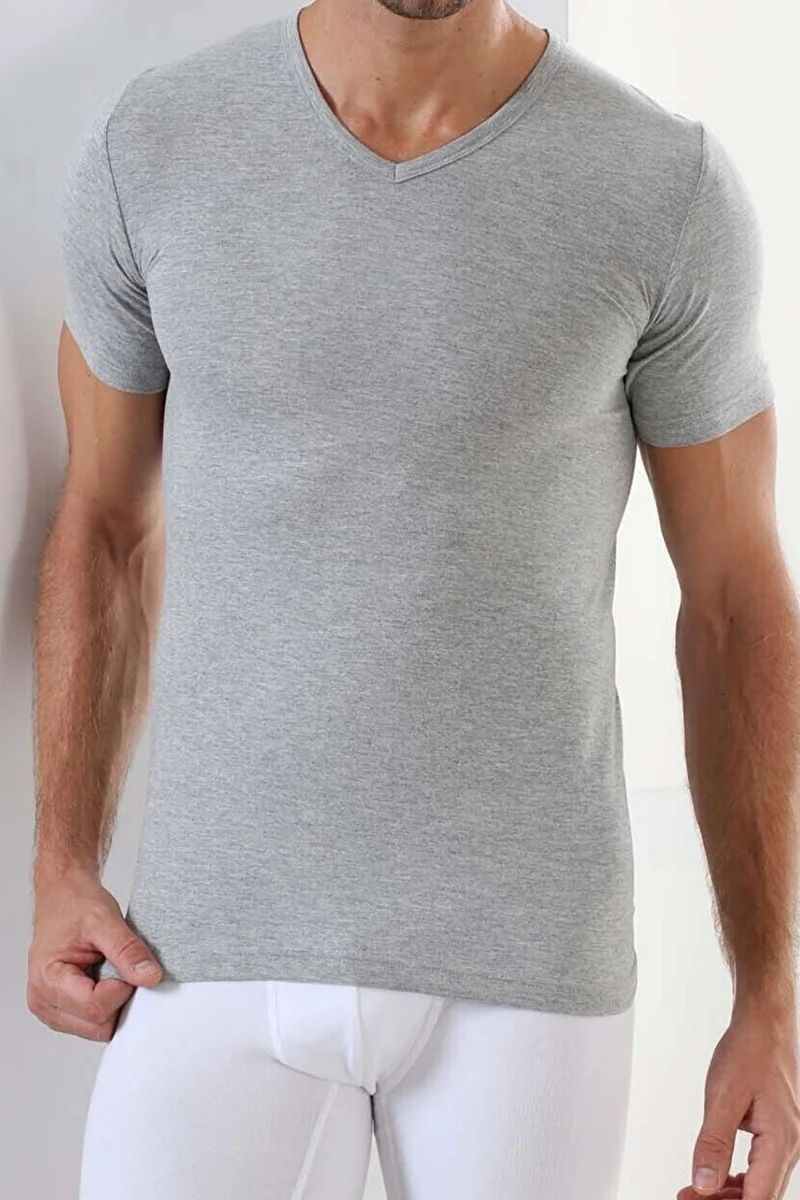هيبسين راكيب Rivaling All Men's V-Neck Short Sleeve Undershirt Ribbed Cotton Undershirt Comfortable Economical
