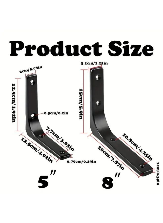 4pcs L Shaped Shelf Brackets 8 Inch Metal 90 Degree Wall Mount Support Frame - Image 4
