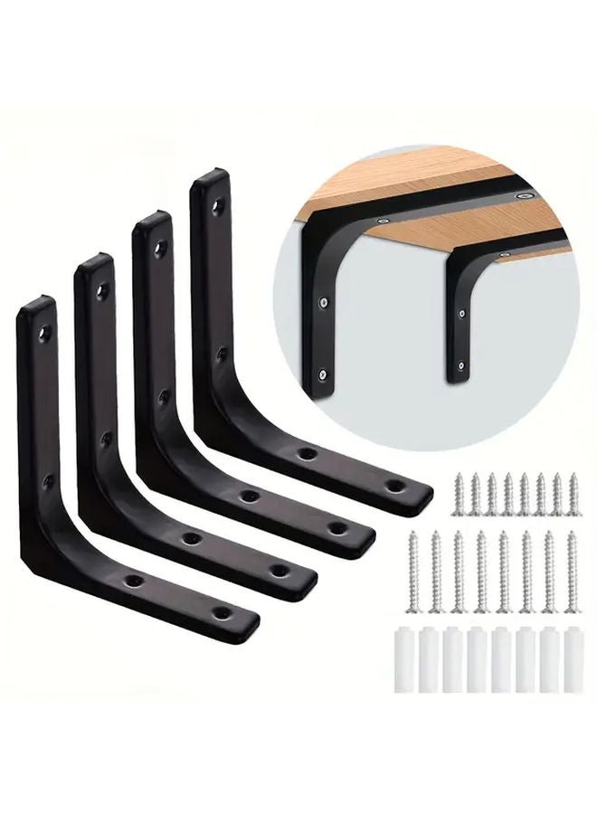 4pcs L Shaped Shelf Brackets 8 Inch Metal 90 Degree Wall Mount Support Frame - Image 2