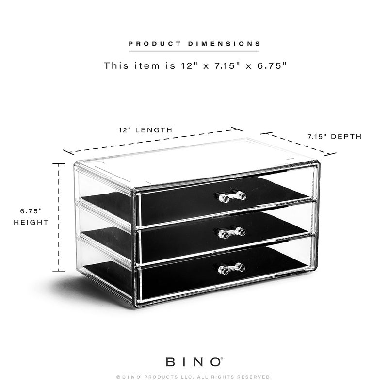 Bino | 3-Drawer Makeup Organizer Park Avenue | The Manhattan Series | Modular Design Storage Drawers | Vanity Acrylic Organizers | Stackable Storage Bins | Clear Makeup Organizers And Storage - Image 3