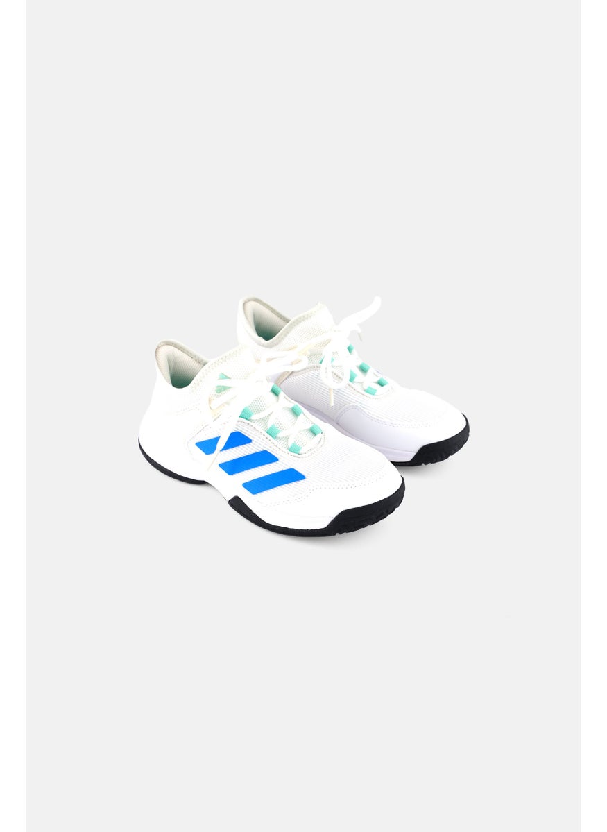 Adidas Kids Boy Ubersonic 4 Lace Up Running Shoes, White/Blue  - Image 1