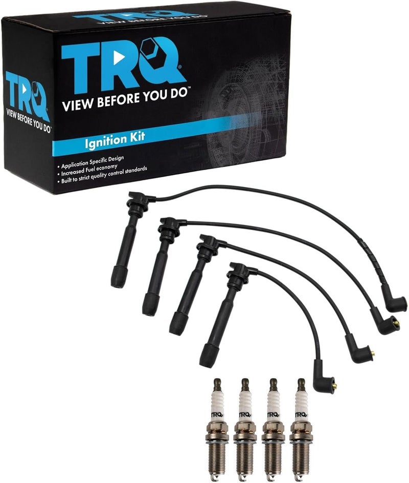 TRQ Ignition Kit Spark Plugs Wire Set for Hyundai Elantra, Tucson, Kia Spectra, and Sportage - Image 1