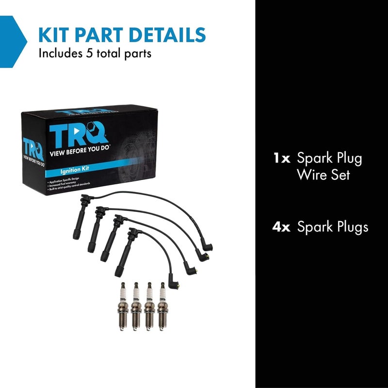 TRQ Ignition Kit Spark Plugs Wire Set for Hyundai Elantra, Tucson, Kia Spectra, and Sportage - Image 2