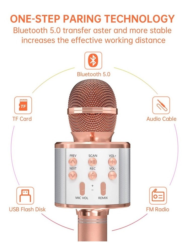 ELTRAZONE 2-Pack Wireless Bluetooth Karaoke Microphones: Portable Handheld Mics in Rose Gold & Purple for All Ages - Image 2