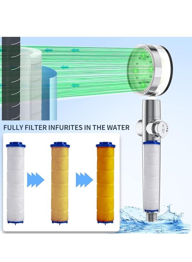 رأس دش LED مع رأس دش محمول من Besititli رأس دش عالي الضغط مع خرطوم وحامل وشريط PTFE وما إلى ذلك، 3 رؤوس دش مفلترة لتوفير المياه يمكن التحكم في درجة حرارتها للشعر الجاف والبشرة - Image 2