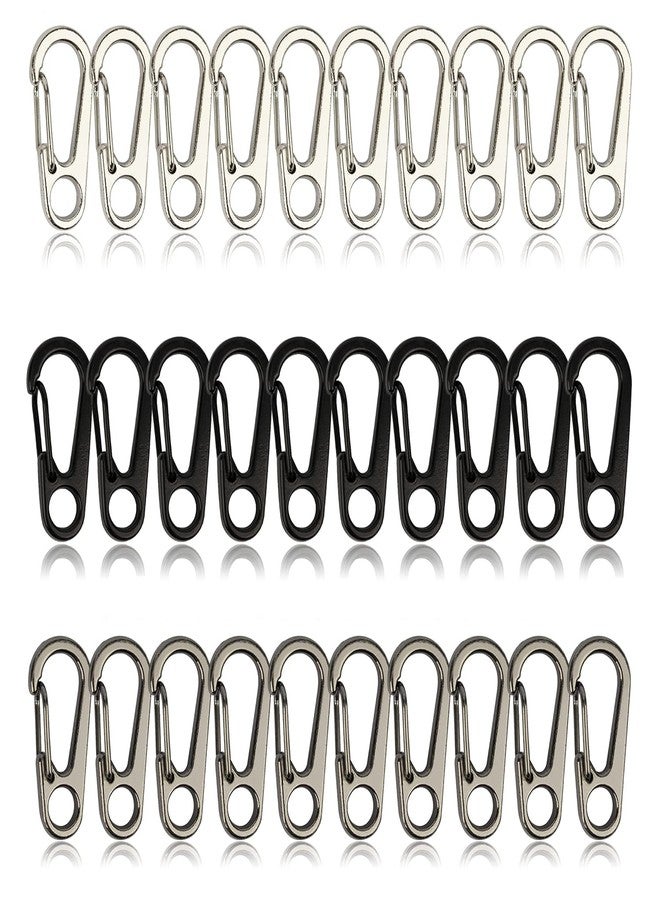 ELANE 30 Pcs Small Keychain Clip for Keys Carabiner Clip for Keys,Mini Carabiner Clips (Black+Silver+Gold) (Black+Grey+Silver-O) - Image 1