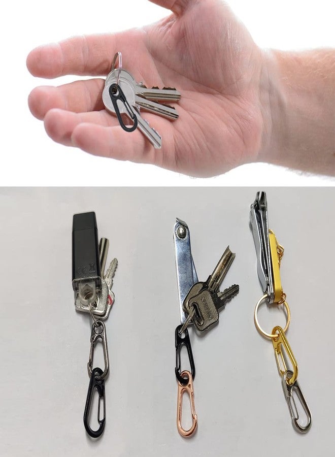 ELANE 30 Pcs Small Keychain Clip for Keys Carabiner Clip for Keys,Mini Carabiner Clips (Black+Silver+Gold) (Black+Grey+Silver-O) - Image 3
