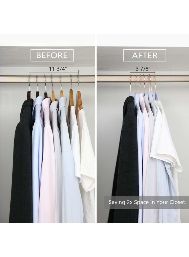 MIZGI Premium Velvet Hangers (50 Pack) Heavy Duty - Non Slip Felt Hangers - Velvet Suit Hangers Light Blue - Rose Gold Hooks,Space Saving Clothes Hangers - Image 5