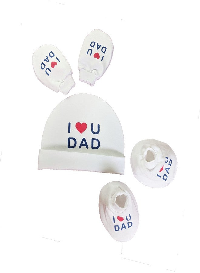 MammaChamp 100% Long Soft Cotton,were I Love Mama Papa Printed Cap and Mitten Booties Combo Set/unisex baby Cap,Gloves & Socks Set/Infants Boys&Girl Shower Gift Pack for 0-6 Months Pk-2 (WHITE) - Image 3