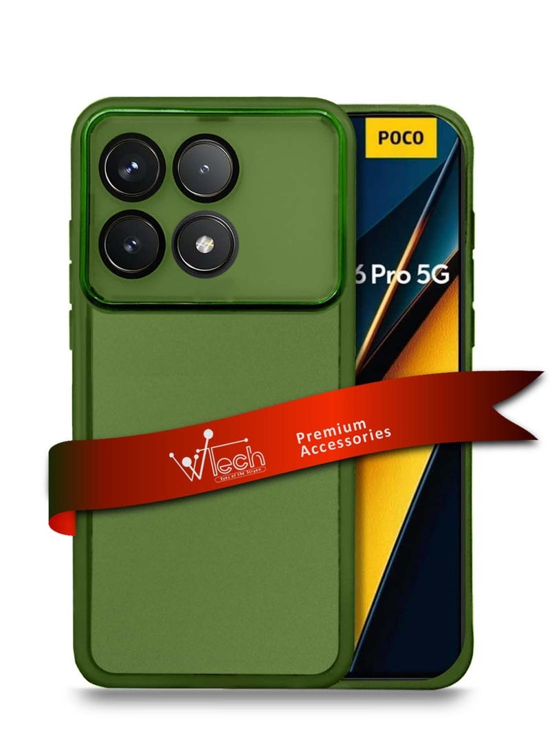 Wtech Xiaomi Poco X6 Pro 5G 2024 / Redmi K70E 5G 2023 Soft Transparent TPU Silicone Ultra Thin Phone Stylish Electroplated Camera Border Back Case Cover - Olive - Image 1