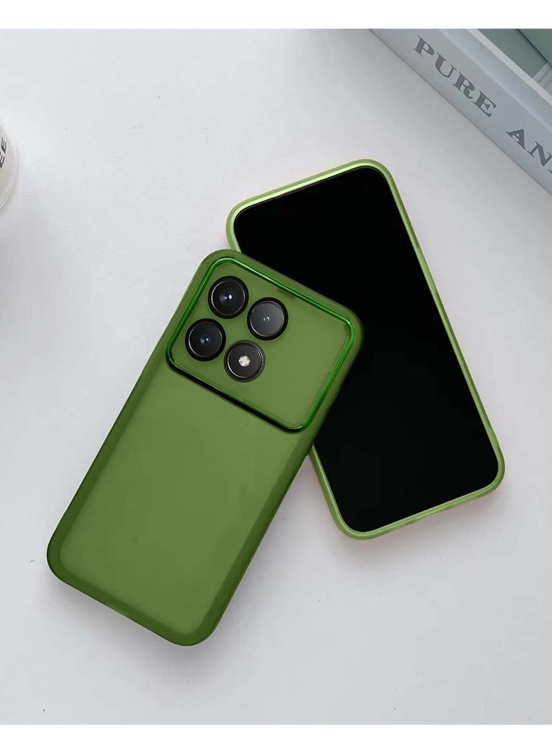 Wtech Xiaomi Poco X6 Pro 5G 2024 / Redmi K70E 5G 2023 Soft Transparent TPU Silicone Ultra Thin Phone Stylish Electroplated Camera Border Back Case Cover - Olive - Image 2