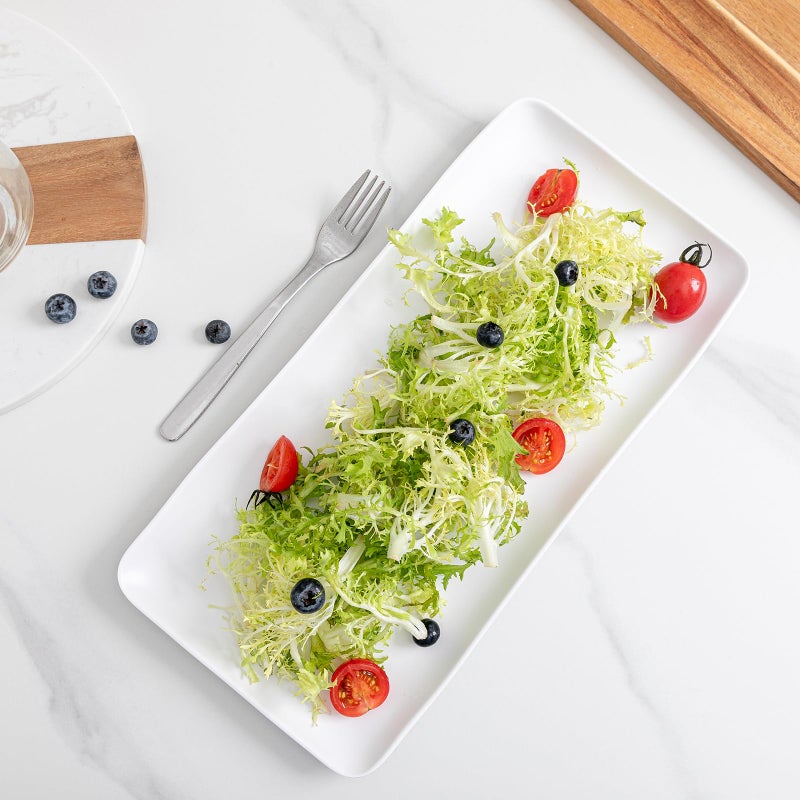 ZAROCRUS White Melamine Rectangular Serving Platter/Trays, Set of 4, 14â€ X 7â€ Fruit Cake Bread Sushi Plate for Party Serving Food, Lightweight and Unbreakable - Image 2