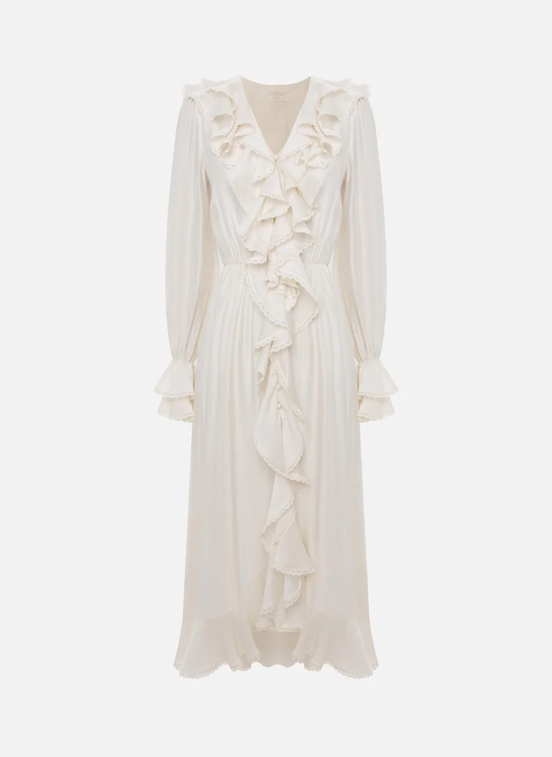 Lichi Lightweight midi dress with voluminous ruffles
